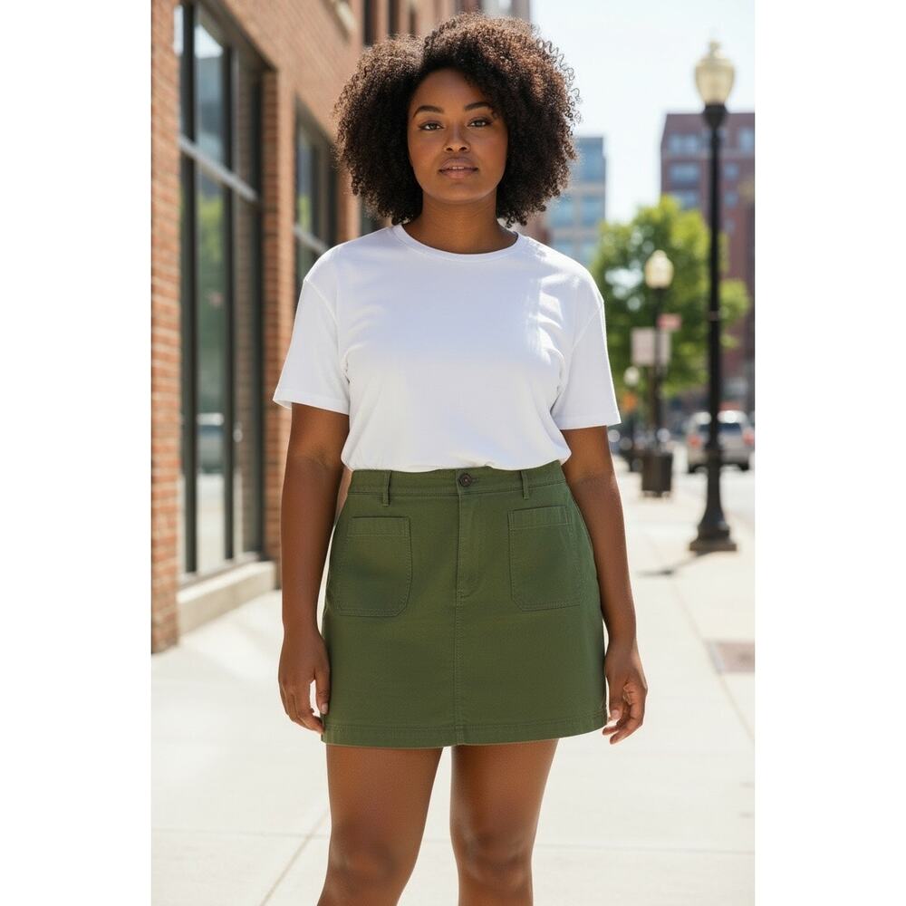 NWT J. Crew Factory Lizzie patch-pocket mini skirt in Utility Green Plus sz. 20